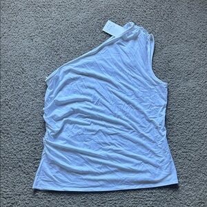 a new day White Asymmetrical One Shoulder Top